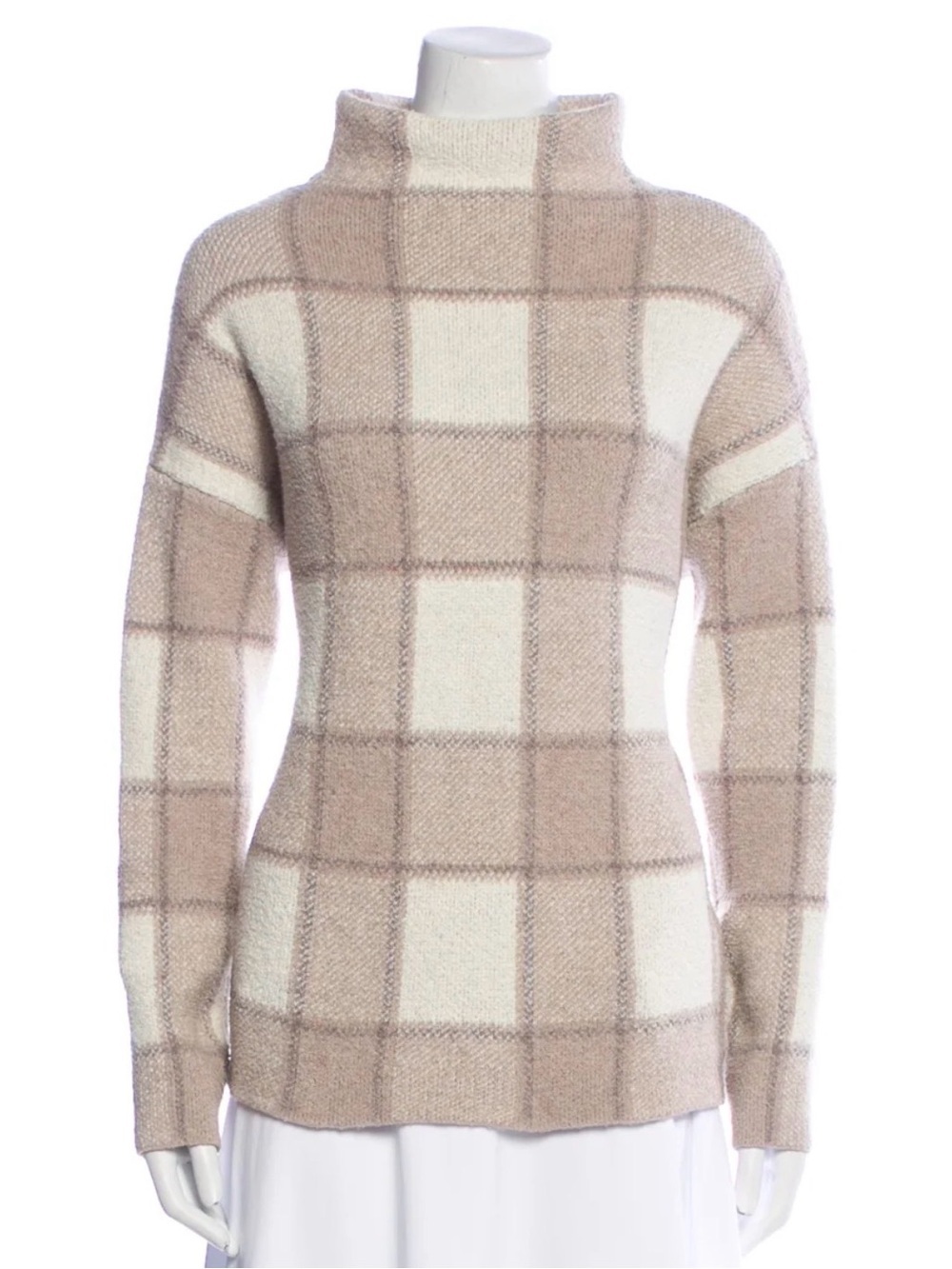 Christian Siriano Plaid Print Mock Neck Sweater